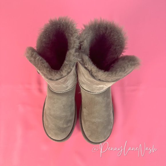 UGG Bailey Button Sheepskin Suede Winter Boots 5803 Gray Size 7 - Picture 4 of 13